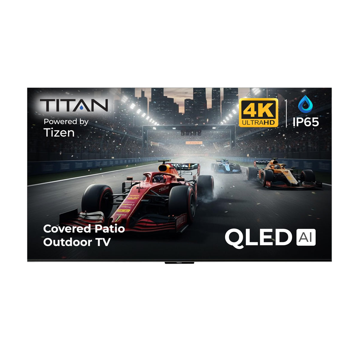 Titan G100 Mini 85 Inch Covered Patio Outdoor TV â 4K UHD QLED IP65 - Google OS, Dolby Vision & Atmos, Onkyo Speakers - Thin Bezel - Weather Resistant - 2-Year Warranty & USA Assembled