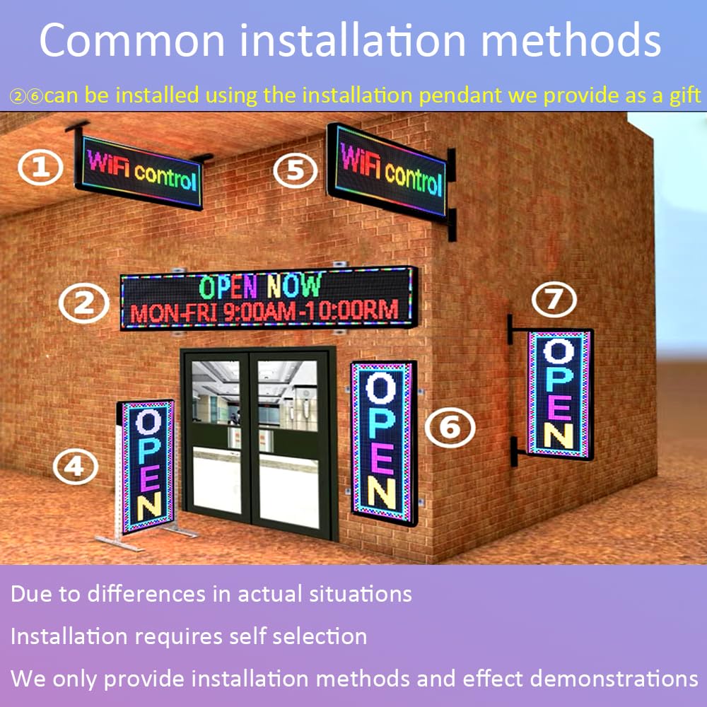 P6 Programmable Led Sign Custom Scrolling Outdoor Digital Signs For Businesses Display Screen Electronic Message Board Stock Ticker Advertising Pixel Led Panel Marquee 40"X17"
