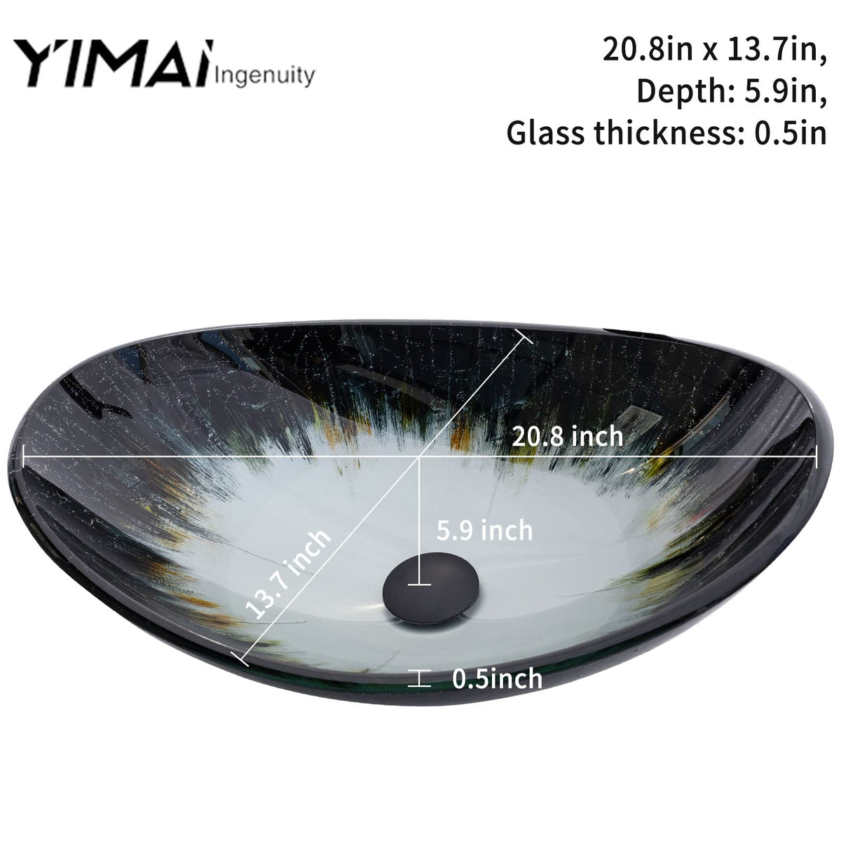 Vessel Sink Bathroom Sinks Tempered Glass Art Basin 20.8"x13.7" Oval Bowl Above Counter with Faucet and Pop-Up Drain Combo, Oval Clear Grey,Modern Countertop Bowl Sink