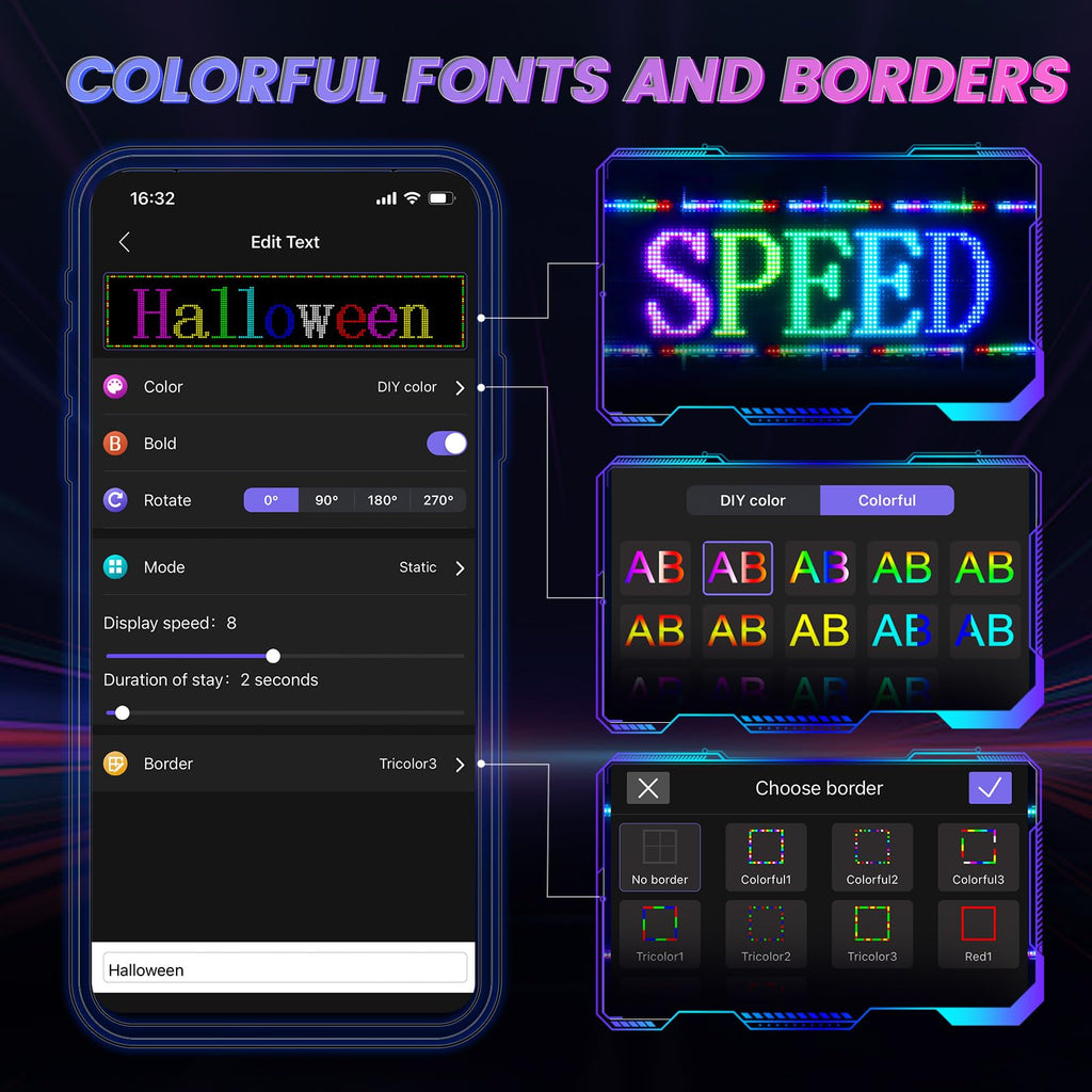 Rayhome 58''x8'' Large Multiple Programmable LED Sign, Full Color Bright Scrolling LED Signs, Bluetooth APP Control Custom Text Pattern Animation digital Display for Store Hotel Bar