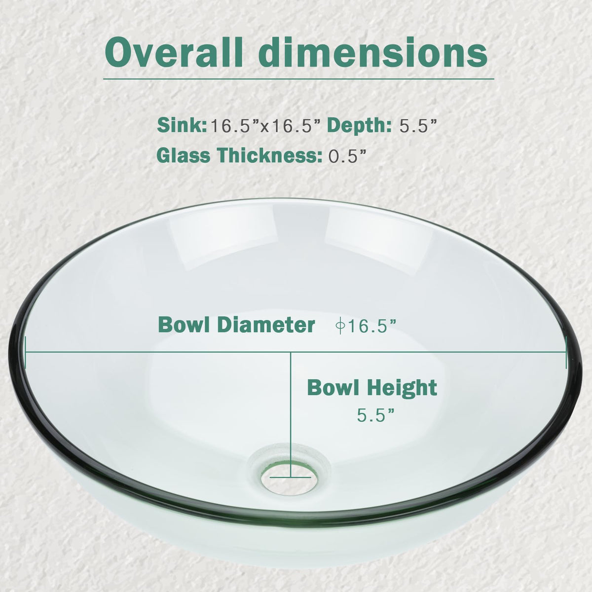 Design Vessel Sink Concrete Bathroom Sink above Counter Small Vessel Sink Bathroom Sink Bowl Countertop Modern Sinks with Faucet and Drain Combo 15.7" Round Gray