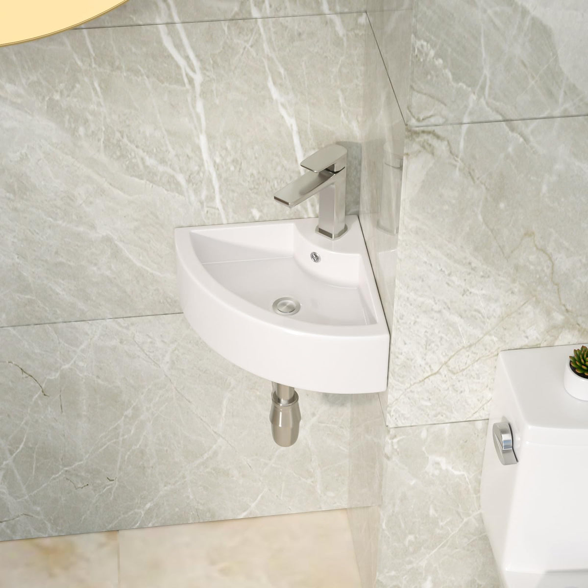 Lordear Wall Mounted Vessel Sink 16x11 Inch, U-Shape White Porcelain Bathroom Sink with Black Faucet and Support Pedestal Legs, Wall Hung Vanity Sink with Towel Rack for Small Bathrooms