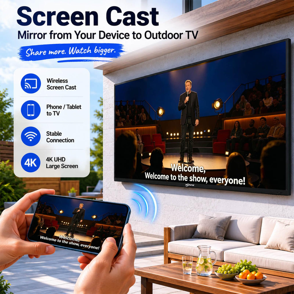 55" Outdoor TV, 4K UHD Google TV, 1000nits High Brightness Smart TVs