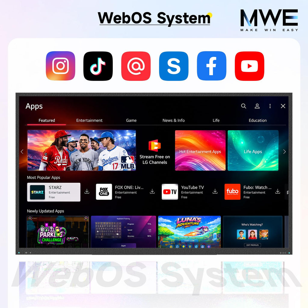 MWE 55 Inch Smart Outdoor TV, 2000 Nits, 4K UHD, IP55, webOS TV