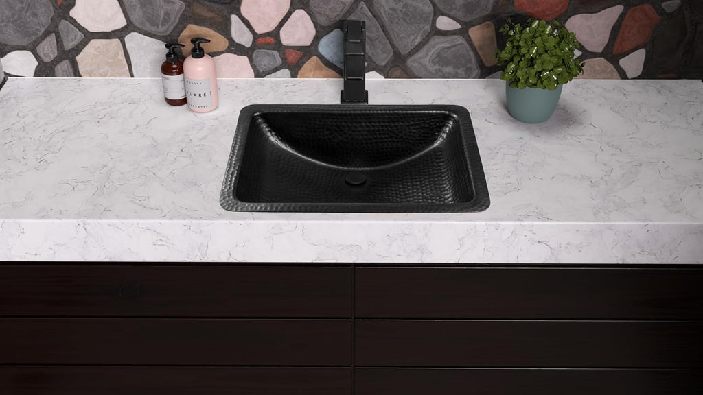 Monarch Abode Bathroom Sink â 21-Inch Venitian Dual Mount Undermount or Drop In Bathroom Sinks, Bathrooms Hand Hammered Matte Black Aluminum Vanity Sink for Countertop, Powder Room, Bath, or Restroom