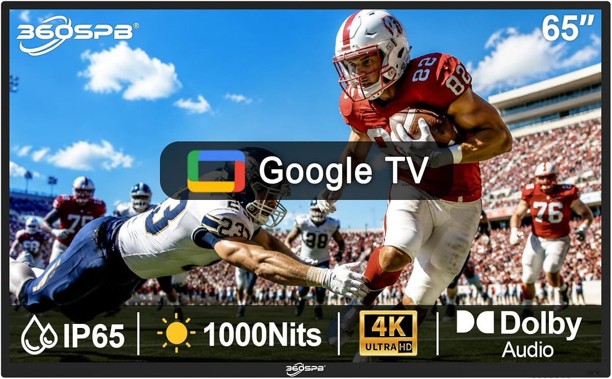 65Inch Outdoor TV, 4K Waterproof Outside TV, 1000nits Ultra-High Outdoor Television, IP65 Waterproof TV,Smart TVs with Voice Assistant Remote