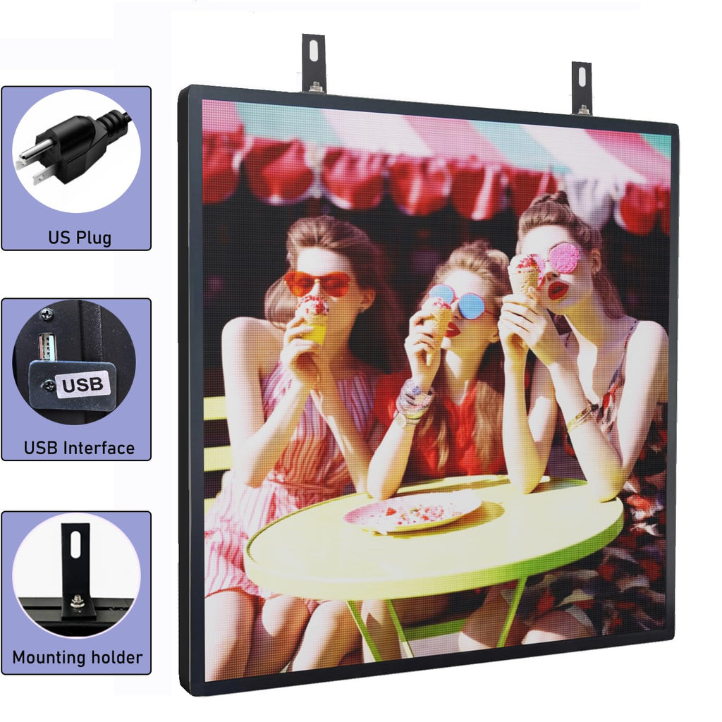 LED Advertising Sign,P5 39x14 Inches Full Color Programmable Digital Board, High Brightness Scrolling Message Display with WiFi & USB Control for Business Promotion