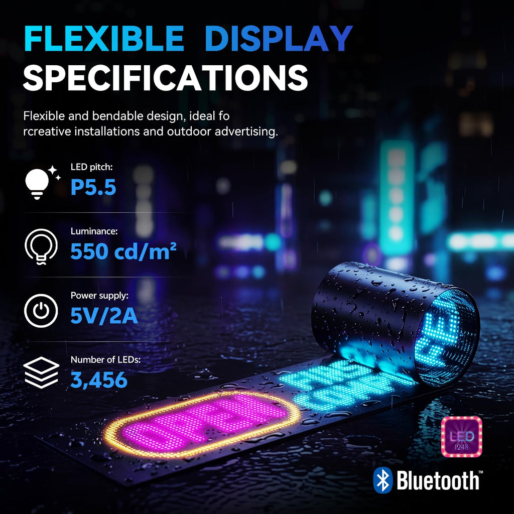 KJOY Bright Large Programmable LED Sign, 77''x8'' Flexible Scrolling LED Sign, Bluetooth App Control Custom Text Digital LED Display for Store, Schools, coffee, shop, Hotel
