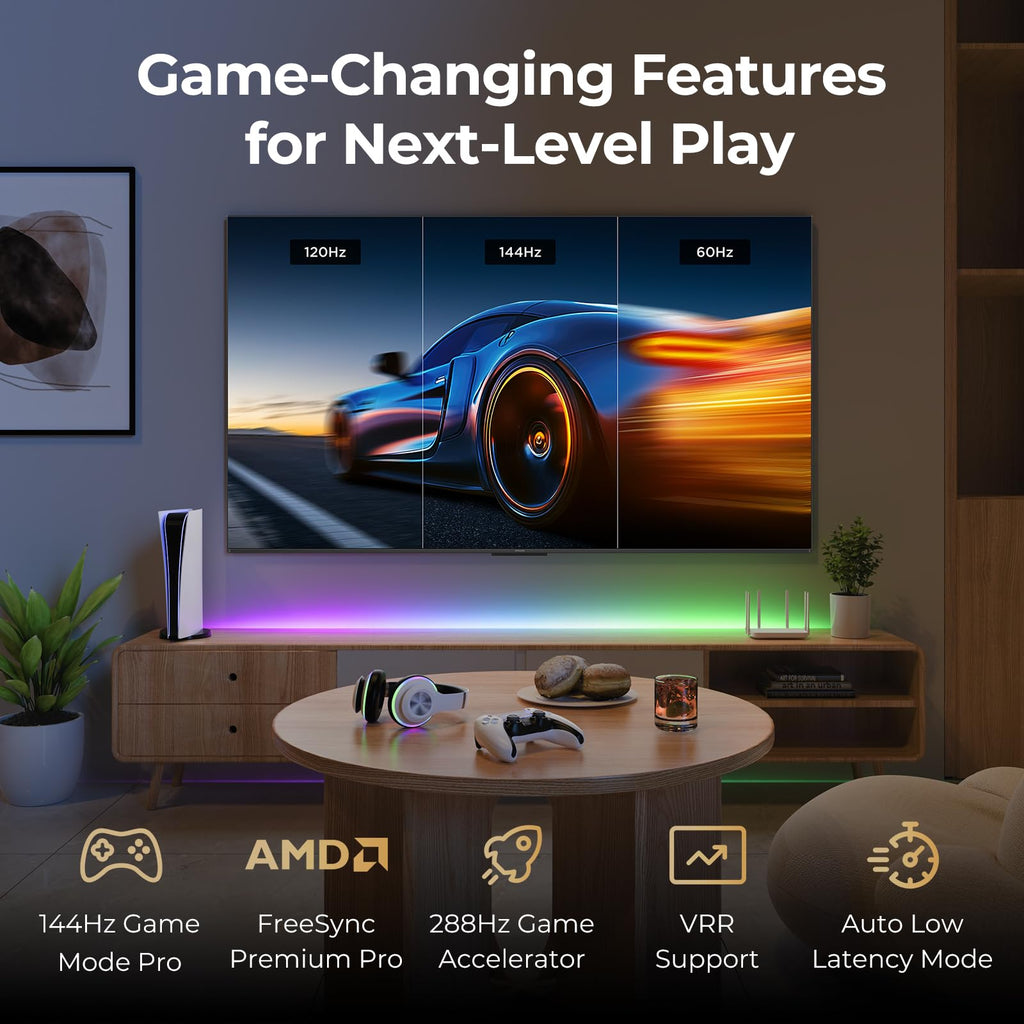 iFFALCON 65-Inch Class QLED 4K F75 Smart TV, Ultra-Slim 1.1'' Floating Picture Frame TV, Seamless Wall-Mount Installation | Dolby Vision IQ, 144Hz, Google TV, Alexa | Works w/Legacy Devices