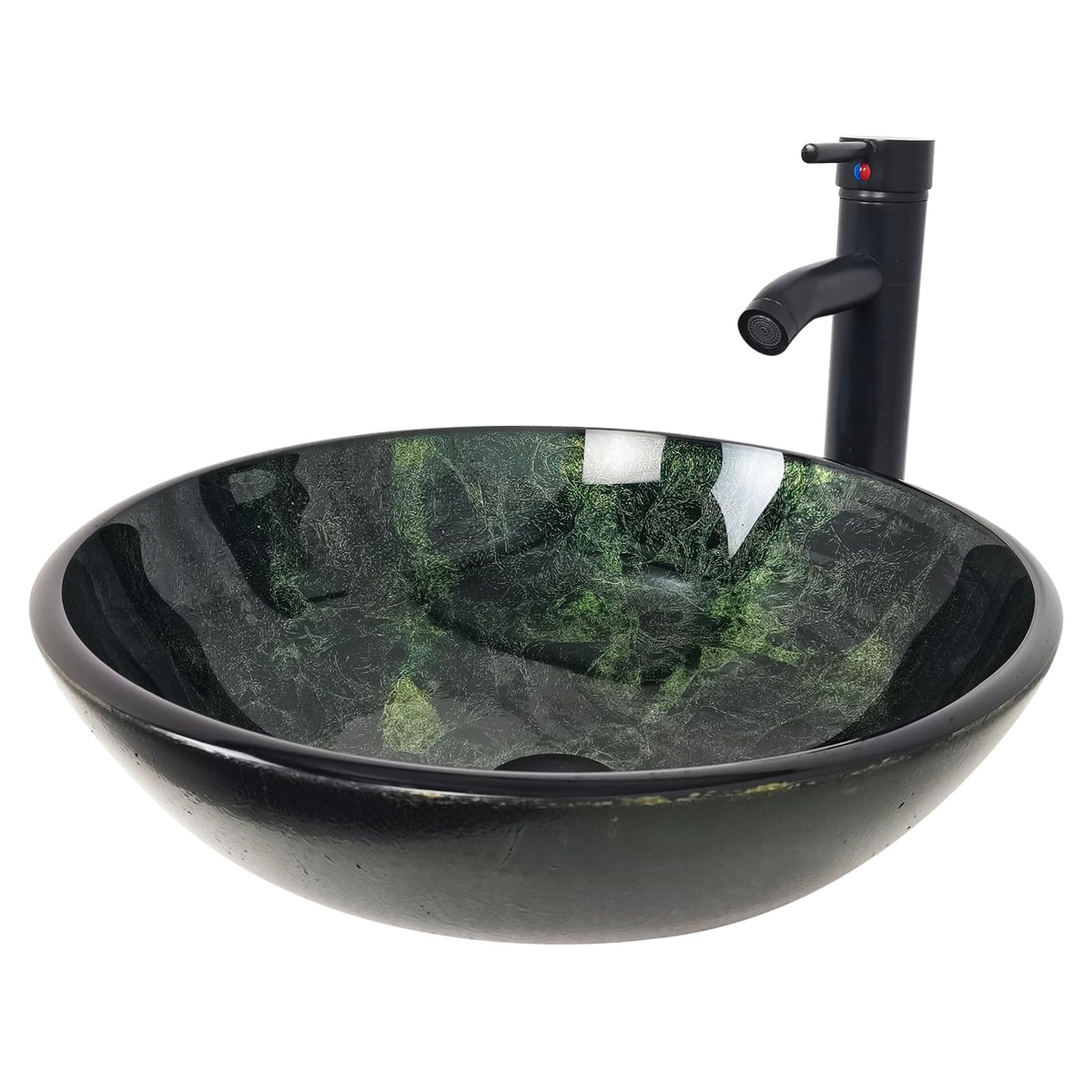 Design Vessel Sink Concrete Bathroom Sink above Counter Small Vessel Sink Bathroom Sink Bowl Countertop Modern Sinks with Faucet and Drain Combo 15.7" Round Gray
