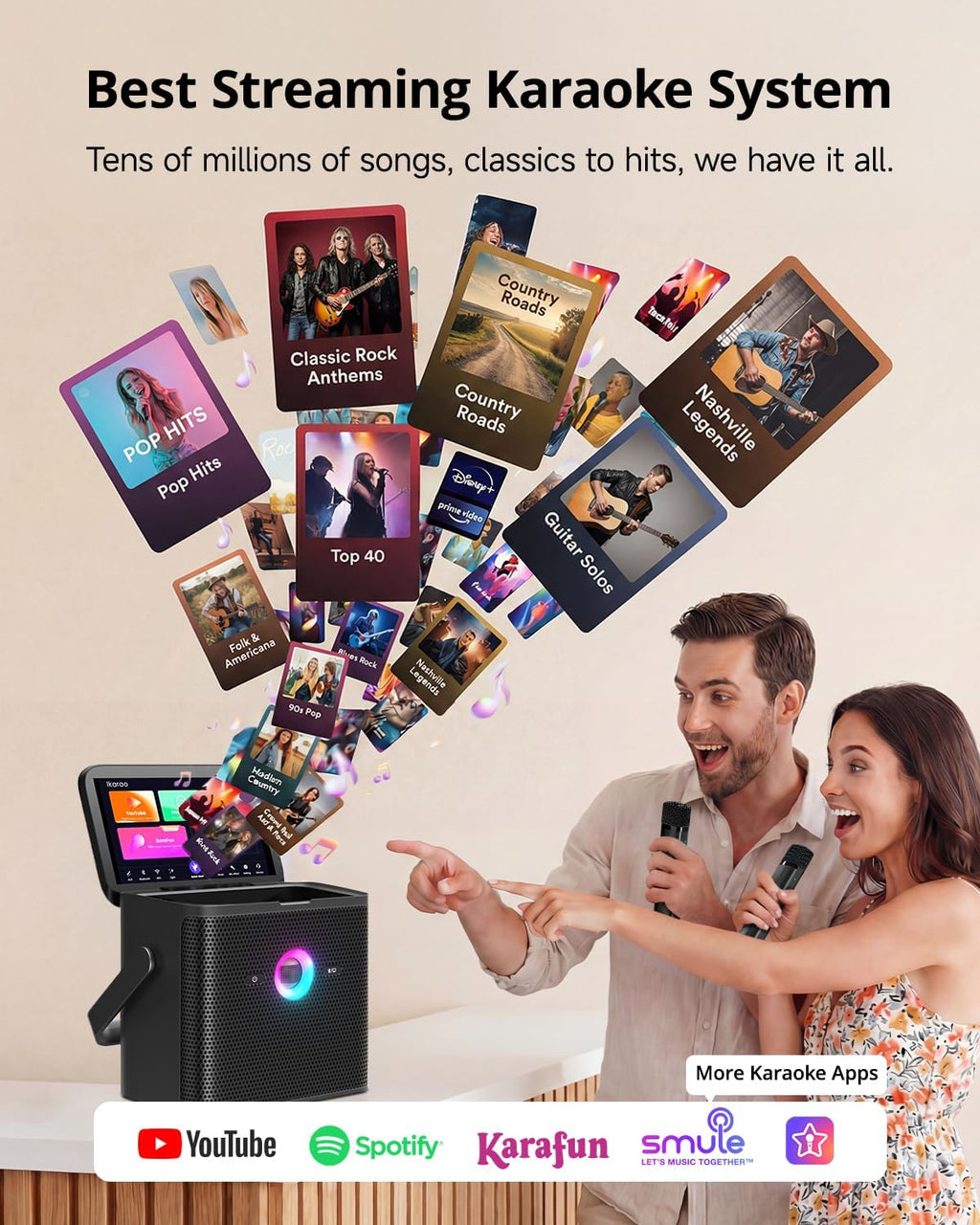 Ikarao Karaoke Machine with Lyrics Display, Professional Karaoke System