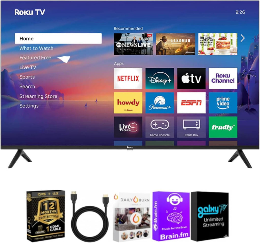 Roku Select Series 4K QLED Smart TV Bundle with HDMI & CPS Plan (55)