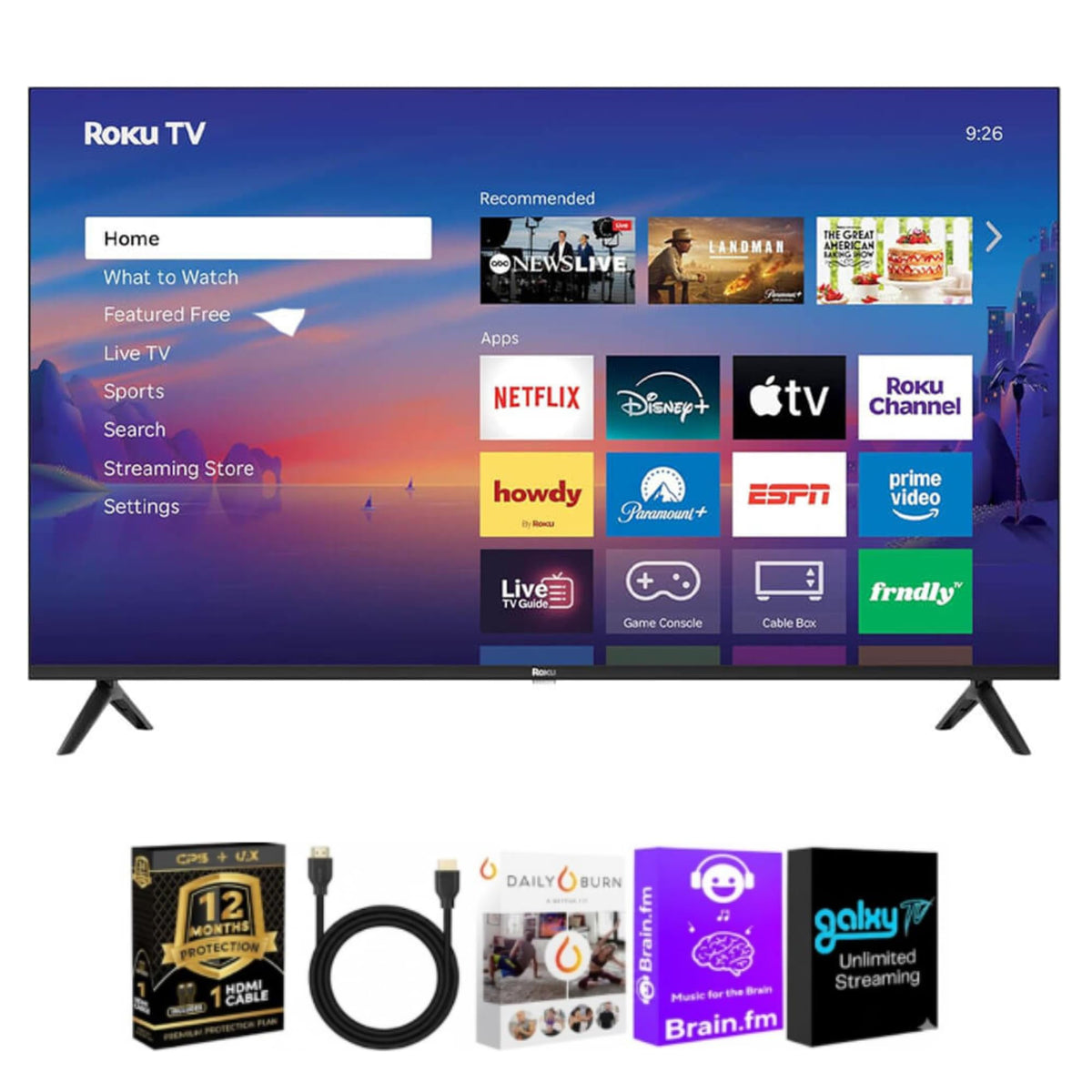 Roku Select Series 4K QLED Smart TV Bundle with HDMI & CPS Plan (55)