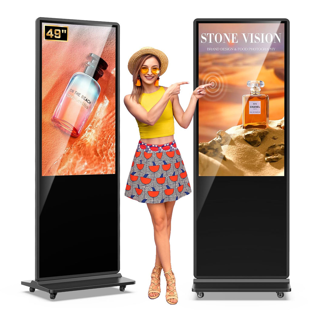 MWE 43 Inch Indoor Floor Standing Digital Signage Advertising Display Kiosk LCD Screen Commercial Totem Android System Vertical Poster with Auto Media Player