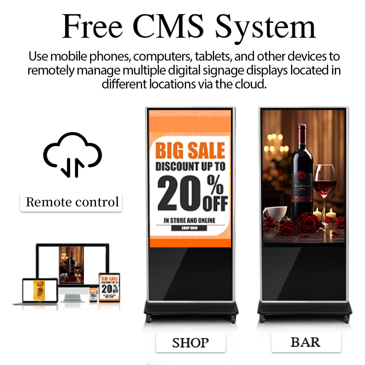 43" Touch Digital Signage Display Kiosk Floor Stand Advertising