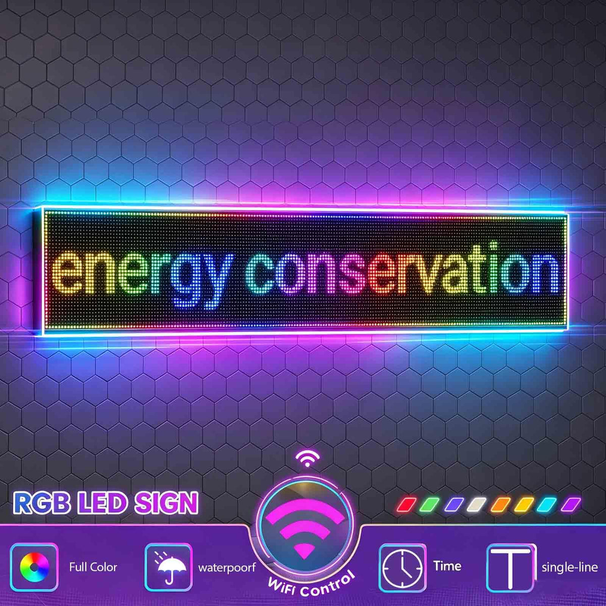 Programmable LED Sign Outdoor Full Color â 39"x8" Scrolling Message Board, Custom Digital Advertising Display, WiFi Control, High Brightness Neon Business Sign for Store, Bar, Restaurant
