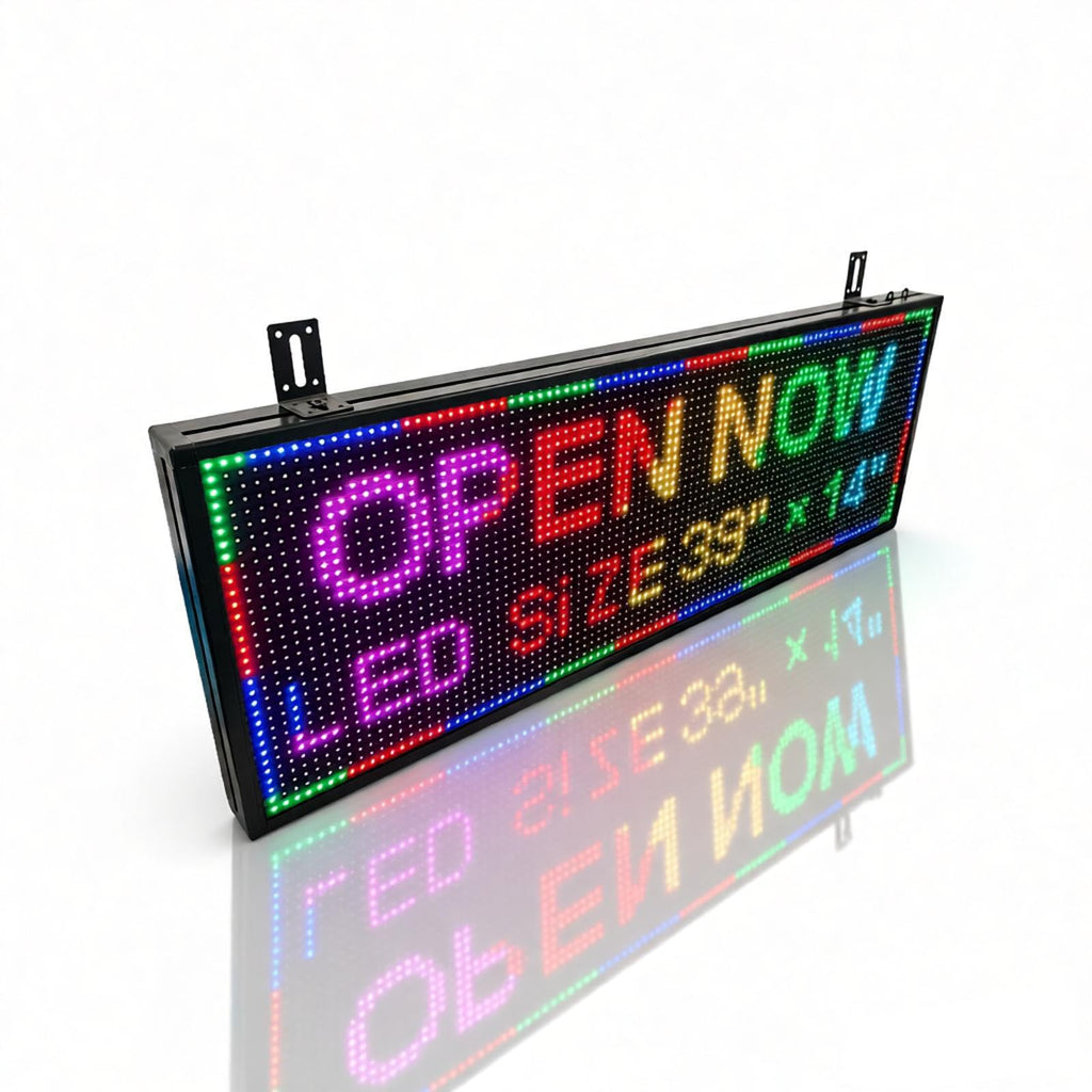 P3 Full Color Programmable LED Sign, IP65 Outdoor, WiFi Control, Support Custom Video, Electronic Message Board for Business, 40''Ã17''