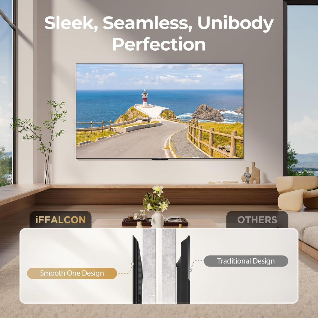 iFFALCON 65-Inch Class QLED 4K F75 Smart TV, Ultra-Slim 1.1'' Floating Picture Frame TV, Seamless Wall-Mount Installation | Dolby Vision IQ, 144Hz, Google TV, Alexa | Works w/Legacy Devices