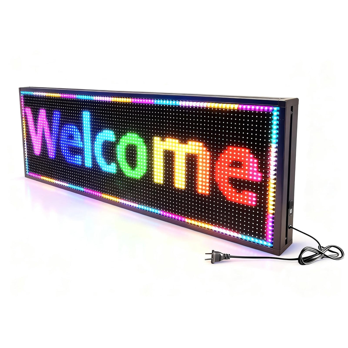 P10 Outdoor Led Sign Programmable Scrolling Digital Display Screen Message Board Bar Custom WiFi Control Store Advertising Open Sign for Businesses Electronic Full Color Word Light (115"x14")