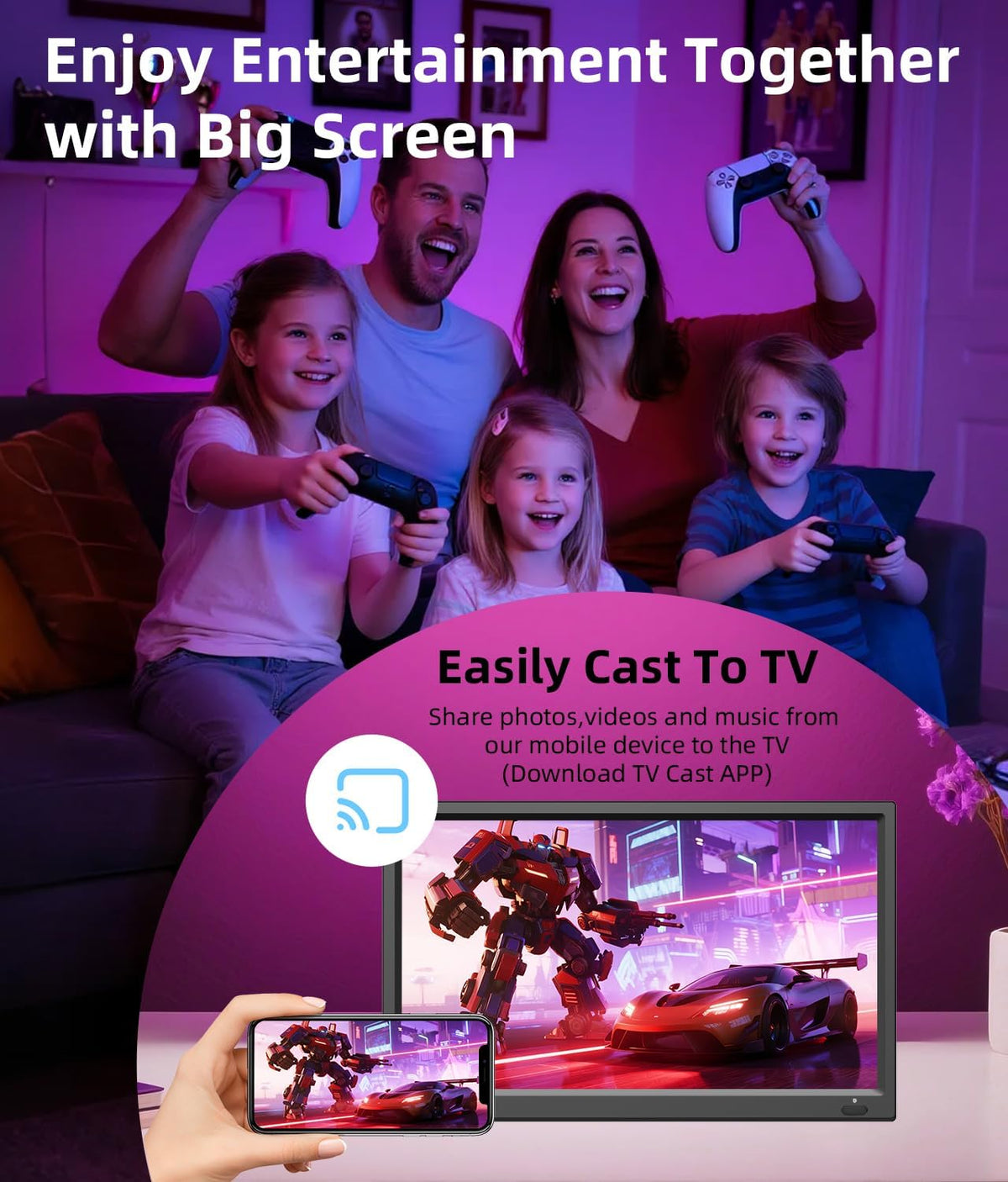 Feihe 15.6 Inch Small Smart TV HD 1080P LED, Flat Screen Smart Television with ATSC Tuner/HDMI/USB/AV for Kitchen, RV, Camper, Home & Bedroom or On-The-Go Entertainment