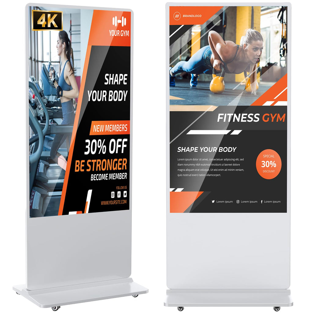 32 inch Indoor Digital Signage LCD Screen IPS Floor Standing Digital Kiosks Interactive Displays with WiFi HDMI/USB Input Auto AD Player, Android OS Black