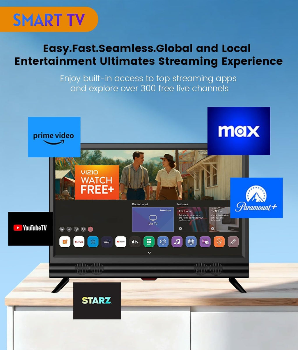 Feihe 22-inch Small Smart TV Full HD 1080p | Kitchen Smart TV, Flat Screen Television with Loud Dual Stereo Speakers, 178Â° Viewing & Wi/Fi (22, Inches)
