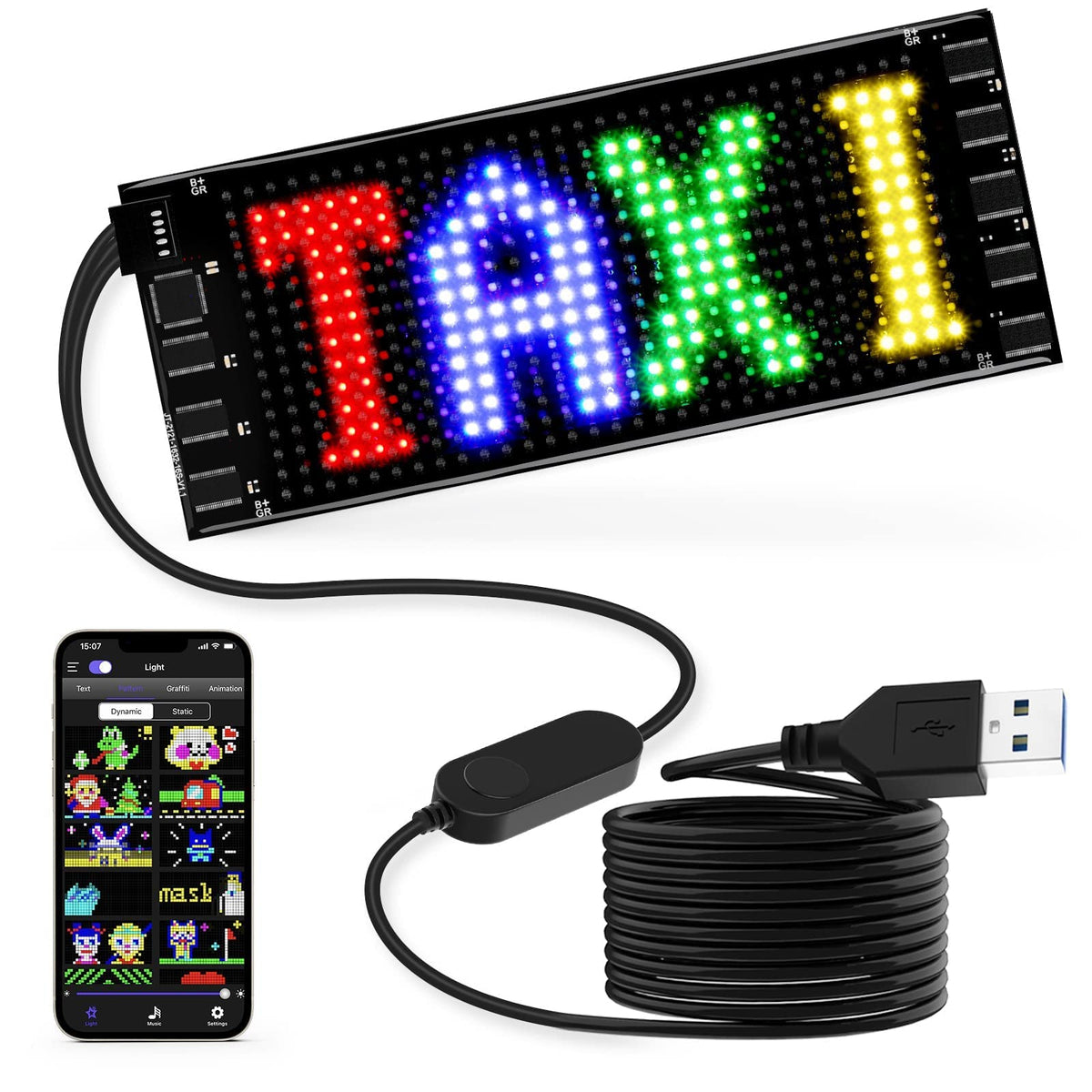 Rayhome 58''x8'' Large Multiple Programmable LED Sign, Full Color Bright Scrolling LED Signs, Bluetooth APP Control Custom Text Pattern Animation digital Display for Store Hotel Bar
