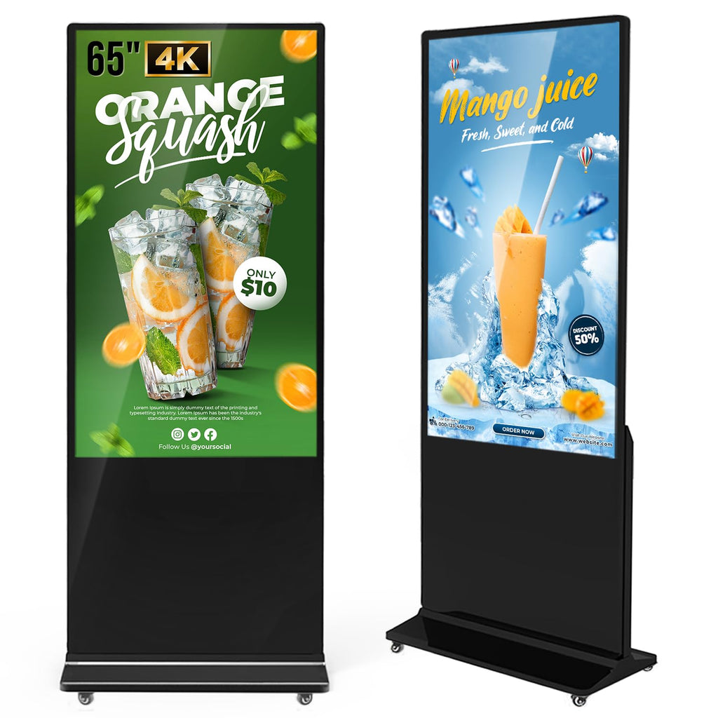 MWE 43 Inch Indoor Floor Standing Digital Signage Advertising Display Kiosk LCD Screen Commercial Totem Android System Vertical Poster with Auto Media Player
