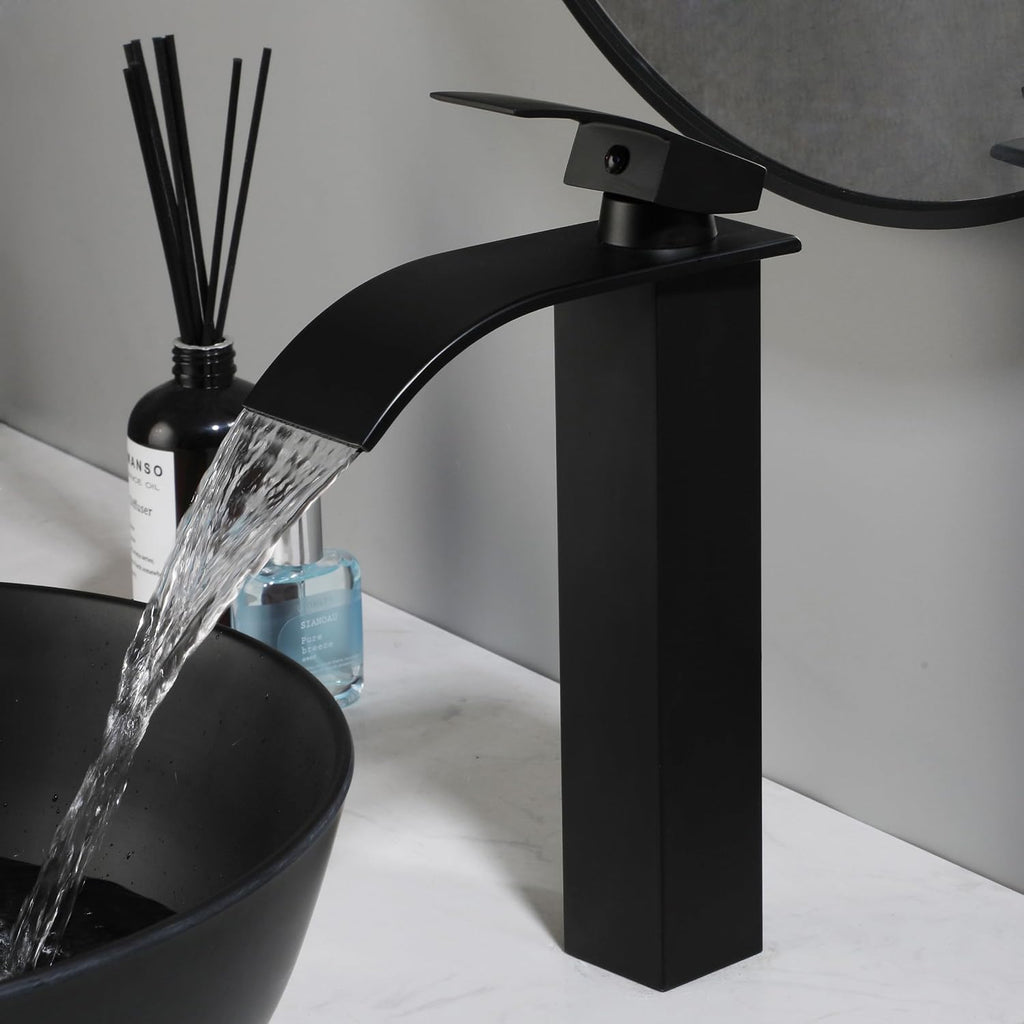 13 Inch Round Black Bathroom Vessel Sink Set