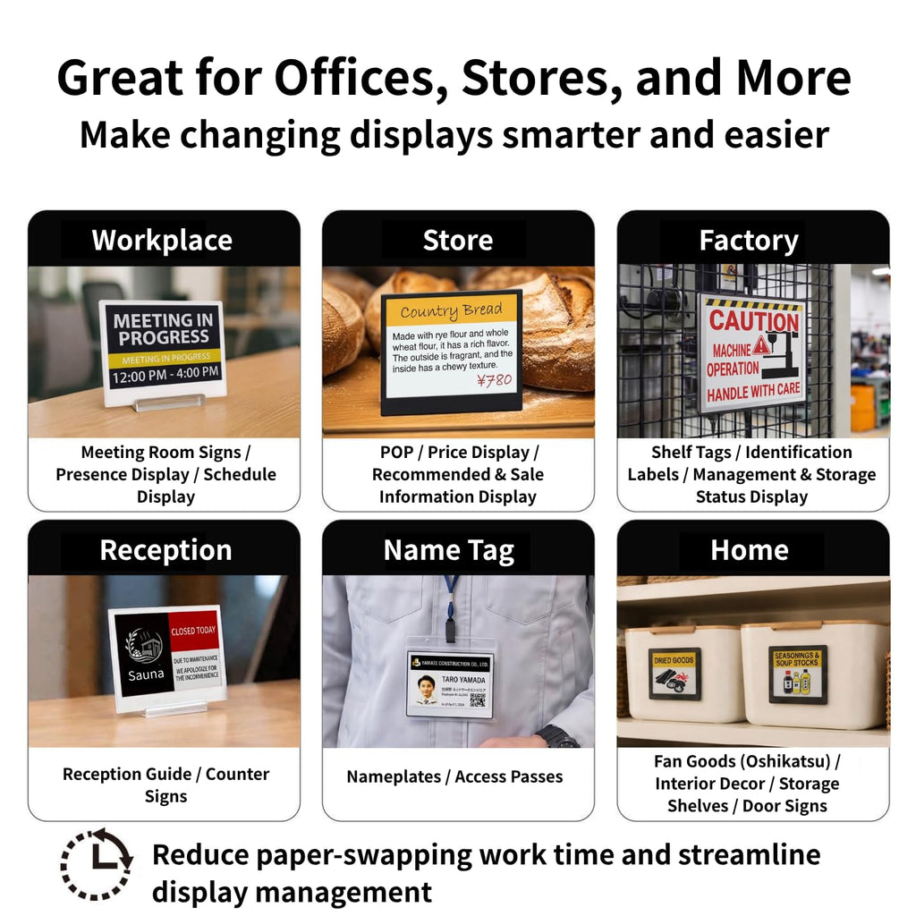 [Santek] EZ Sign NFC E-Paper Display â No Battery, Ultra-Thin 0.13â, Rewritable 4-Color Digital Display, App-Controlled (iOS/Android/PC), IP65 (Silver, 2.9" 6pcs, No Stand and Clip Included)