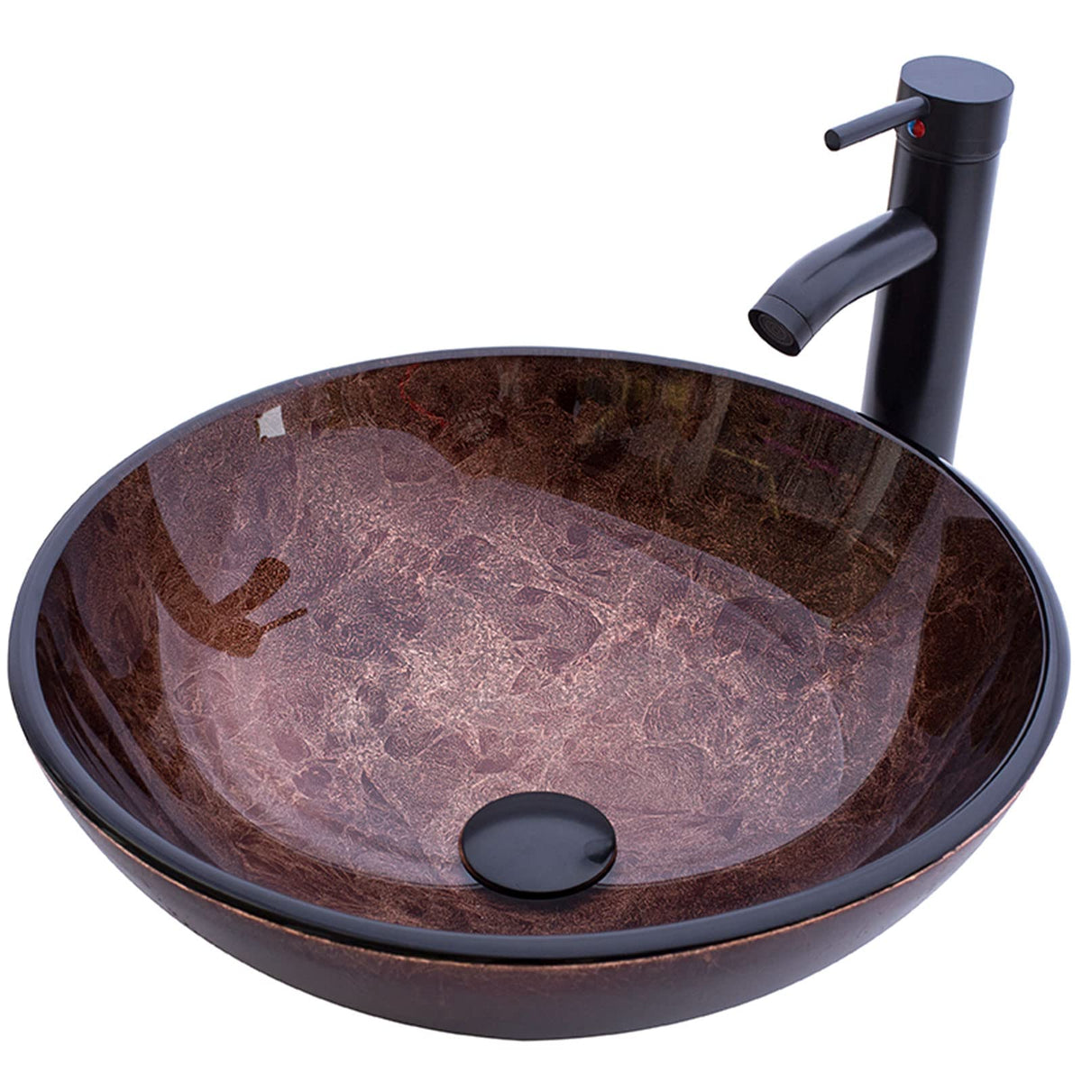 Design Vessel Sink Concrete Bathroom Sink above Counter Small Vessel Sink Bathroom Sink Bowl Countertop Modern Sinks with Faucet and Drain Combo 15.7" Round Gray