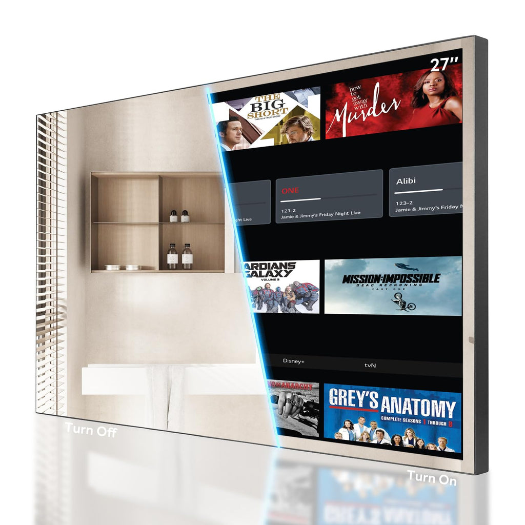 Soulaca 55 inches Smart Waterproof Mirror TV 4K UHD webOS Built-in ATSC DTV Tuner Voice Control, Large Bathroom & Indoor Hotel Resort Television Wall-Mount Big Screen Pool