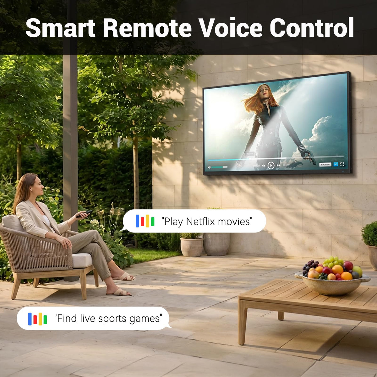 55 Inch Outdoor TV, 2000 Nits Ultra Bright 4K UHD Weatherproof Television, IP55 Waterproof Smart Outside TV with WebOS for Sunlight, Backyard, Poolside, Deck & Patio