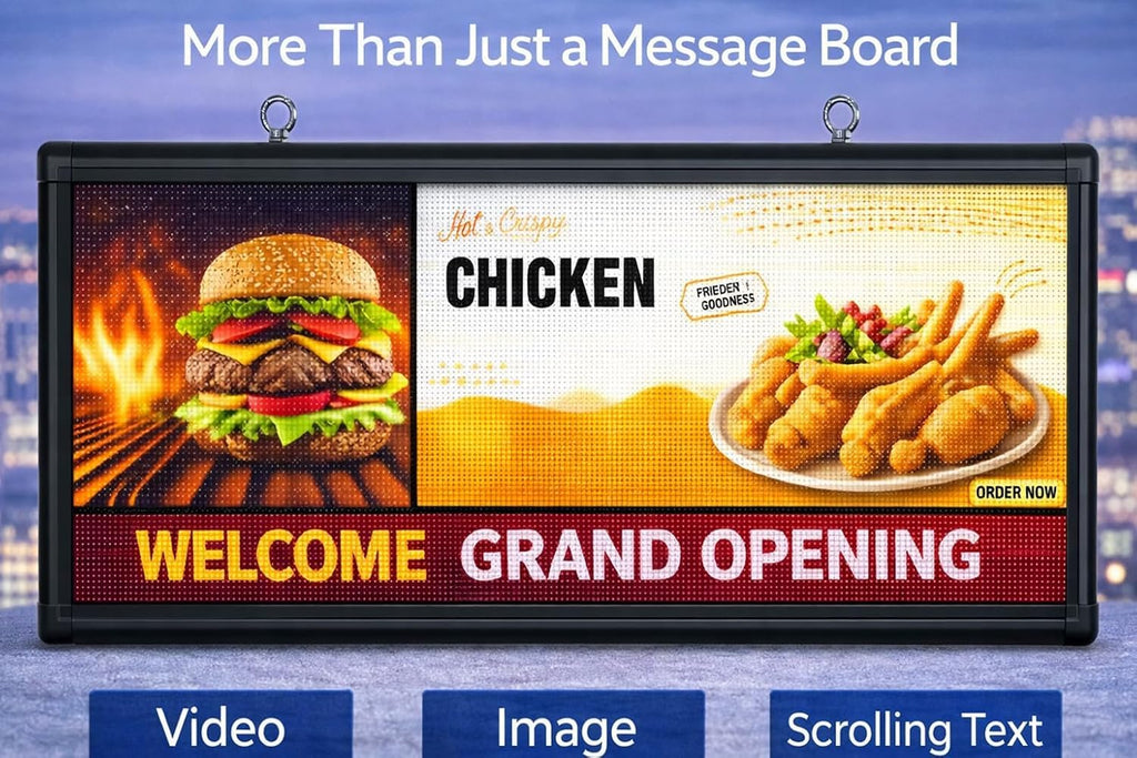 Outdoor P10 LED Message Sign 39"x14" Waterproof High Brightness WiFi Programmable Scrolling Text Display Board for Business, Storefront, Restaurant, Church, Events