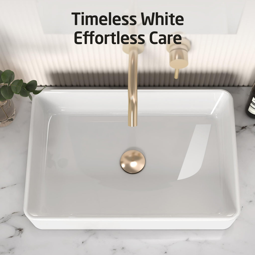 KES Matte Black 20 Inch Bathroom Vessel Sink Above Counter Rectangular Countertop Sink for Cabinet Lavatory Vanity, Ceramic, BVS123S50-BK