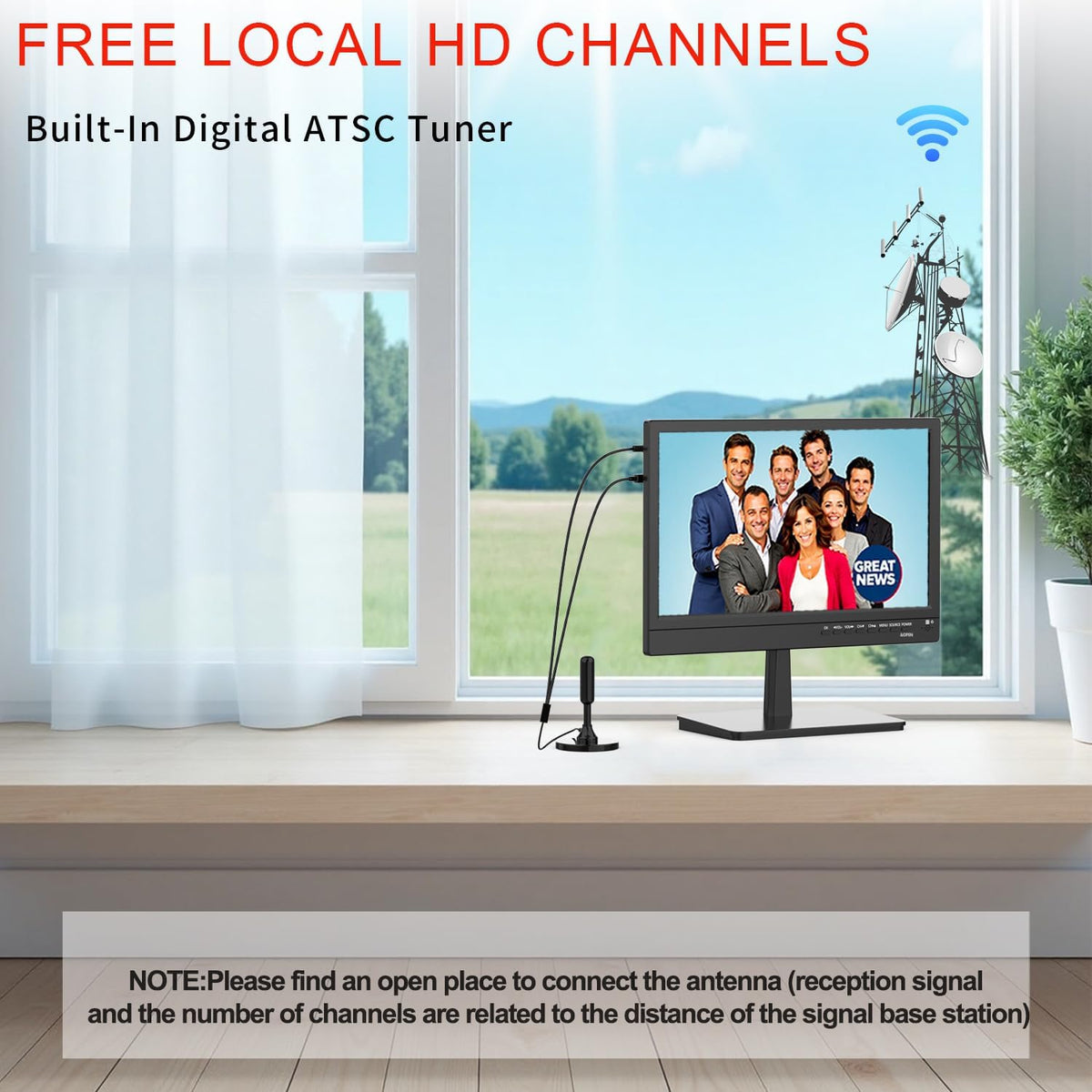 Feihe 14 Inch TV Built-in DVD Player, HD Flat Screen Small TV DVD Player Combo with ATSC Tuner/HDMI/USB/AV/VGA Input, Suitable for Kitchen Bedroom RV Camper