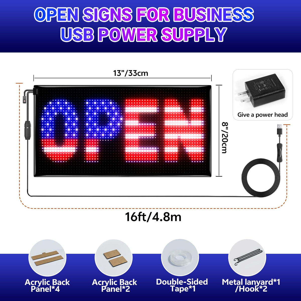Rayhome 58''x8'' Large Multiple Programmable LED Sign, Full Color Bright Scrolling LED Signs, Bluetooth APP Control Custom Text Pattern Animation digital Display for Store Hotel Bar