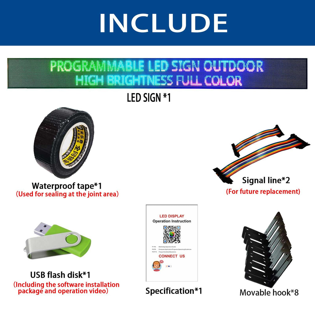 HS Programmable Scrolling Led sign Outdoor Digital Open Neon P10 39''x14''