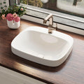 20â³W x 17â³D Drop In Bathroom Sink with Free Pop-Up Drain, White Ceramic Rectangular Semi Recessed Bathroom Sink with Single Faucet Hole, Modern Vessel Sink, Durable Above Counter Basin
