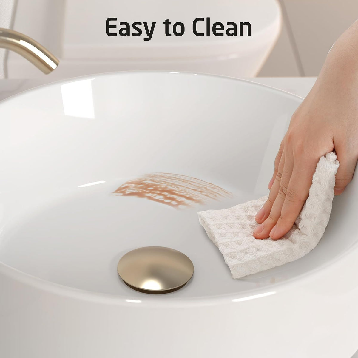 KES 16 Inch Round Vessel Sink, Bowl Sink for Bathrooms, White Ceramic