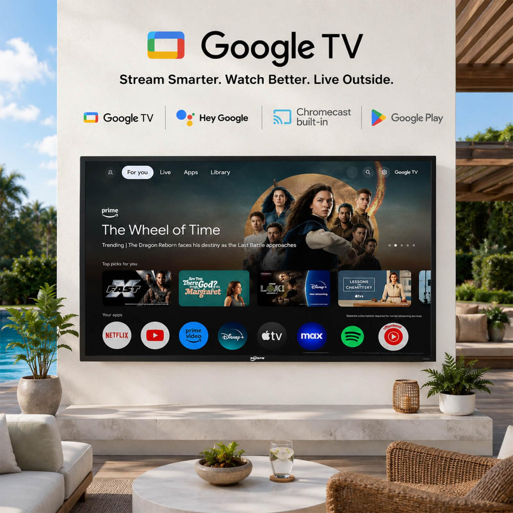 55" Outdoor TV, 4K UHD Google TV, 1000nits High Brightness Smart TVs