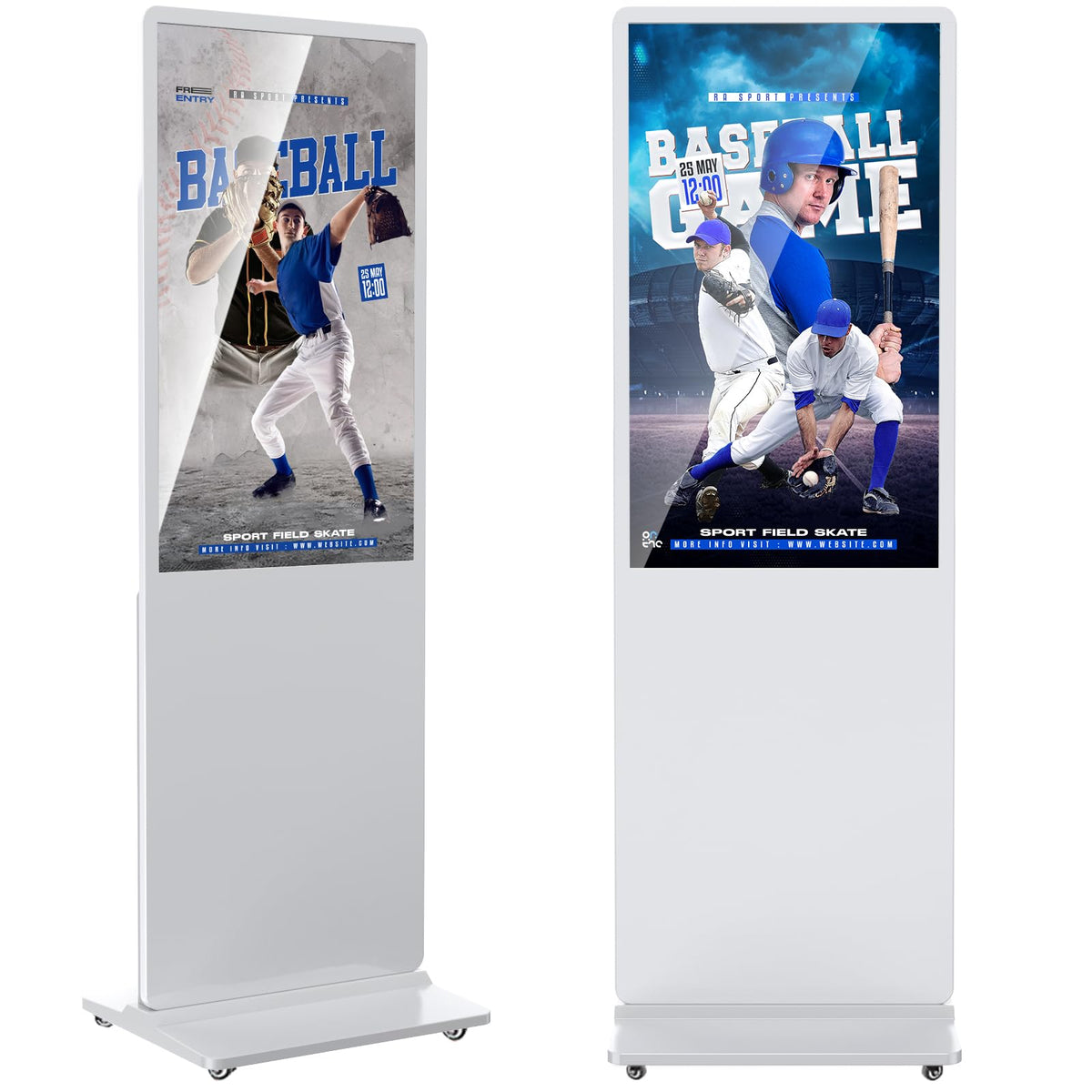 32 inch Indoor Digital Signage LCD Screen IPS Floor Standing Digital Kiosks Interactive Displays with WiFi HDMI/USB Input Auto AD Player, Android OS Black