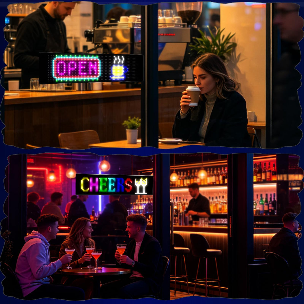 LED signs for business,APP control DIY text,LED window ads display screen
