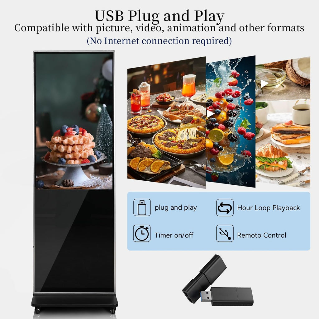 43" Touch Digital Signage Display Kiosk Floor Stand Advertising