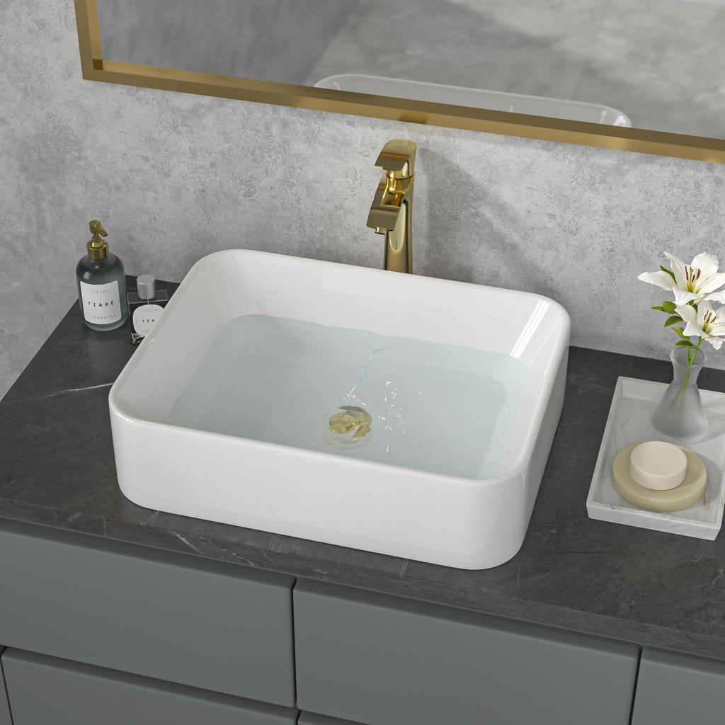 Sarlai Black Vessel Sink Rectangular - 24"x14" Modern Bathroom Vessel Sink Rectangle Above Counter Black Ceramic Porcelain Lavatory Vanity Sink Art Basin