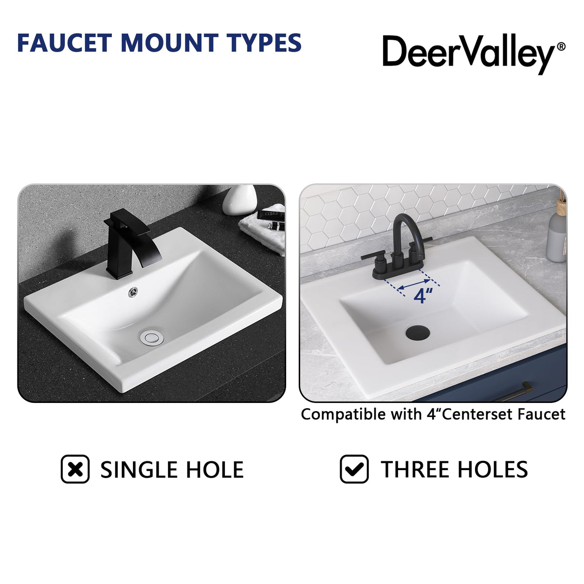 DeerValley Modern Drop In Bathroom Sink White 20"x17" Oval Vanity Art Basin