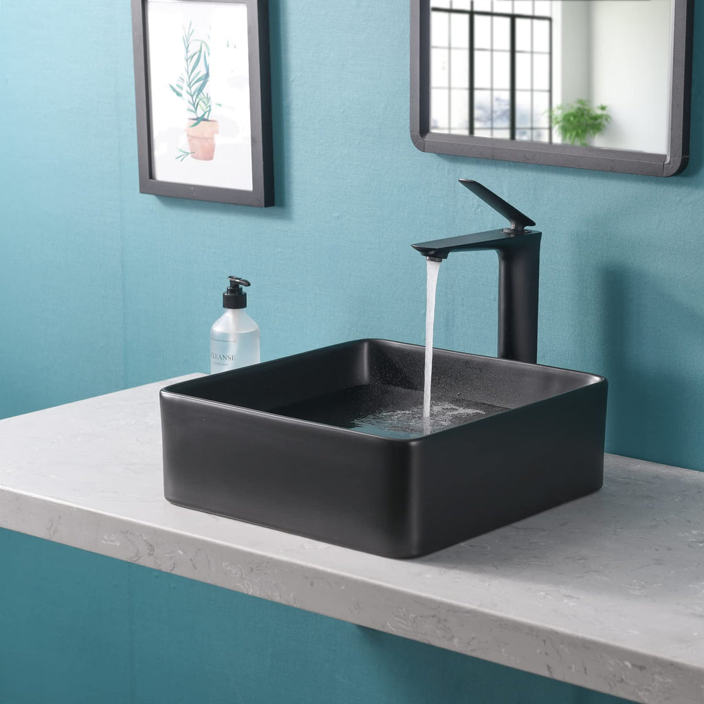 Davivy 24.5'' X 13.8'' Large Matte Black Oval Vessel Sink with Pop Up Drain,Bathroom Sinks Above Counter,Black Vessel Sink with Gold Trim,Ceramic Vessel Sinks for Bathrooms (Large)