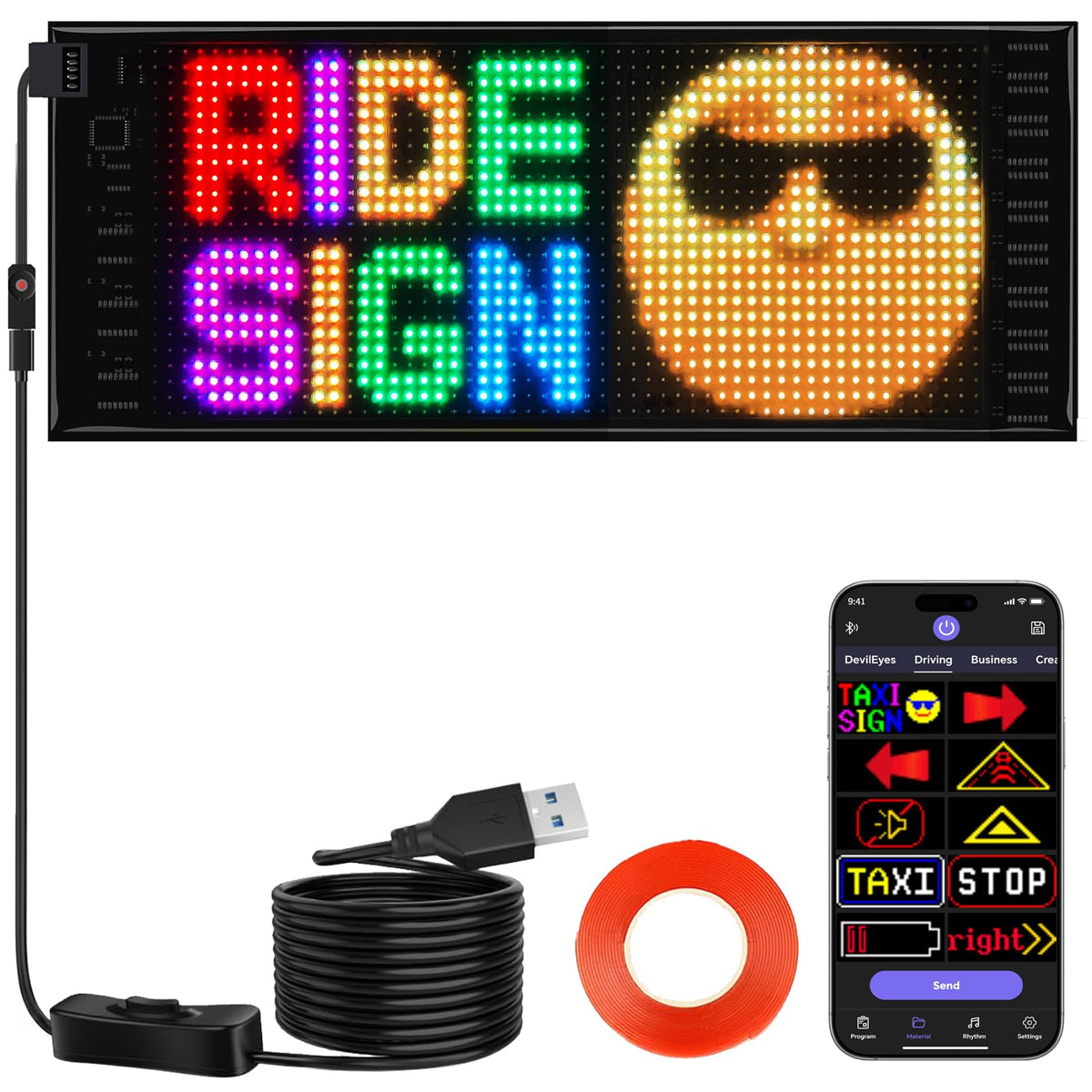Rayhome 58''x8'' Large Multiple Programmable LED Sign, Full Color Bright Scrolling LED Signs, Bluetooth APP Control Custom Text Pattern Animation digital Display for Store Hotel Bar
