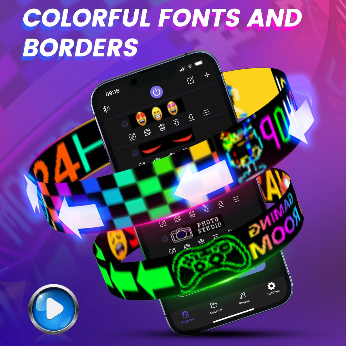 Rayhome Full Color Dual Row Programmable LED Sign, 43''x6.3'' Flexible P5 USB Bluetooth APP Control LED Signs Custom Text Message Pattern Scrolling LED Display for Store Bar Hotel School.
