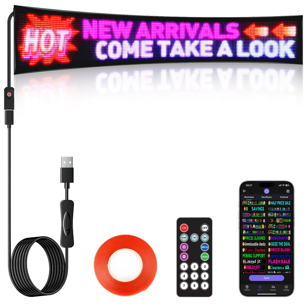 KJOY Bright Large Programmable LED Sign, 77''x8'' Flexible Scrolling LED Sign, Bluetooth App Control Custom Text Digital LED Display for Store, Schools, coffee, shop, Hotel